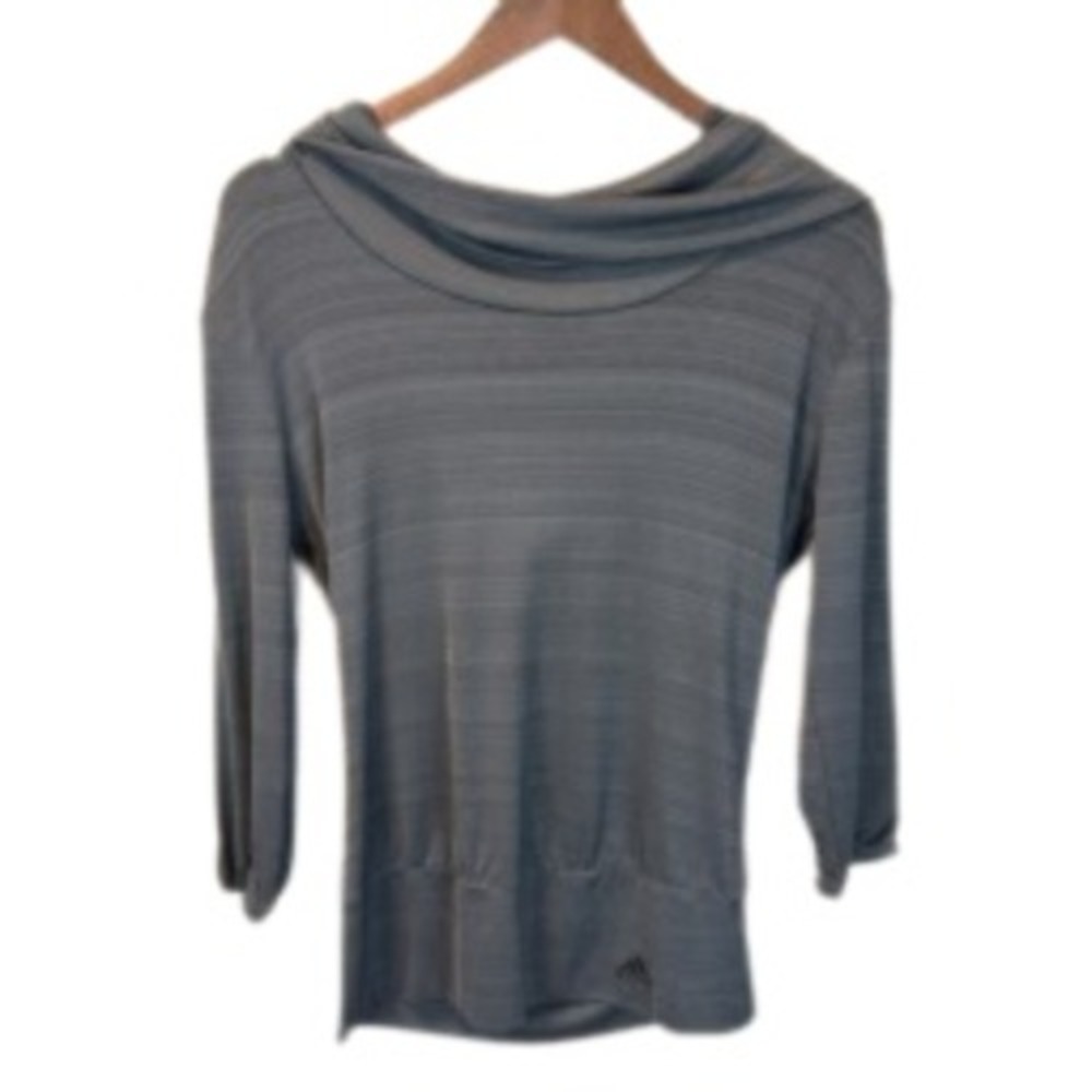 Adidas Dark Gray Stripe Climalite Cowl‎ Hood Top Size XS